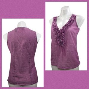 New York & Co Sleeveless Frill Raw Edge Top